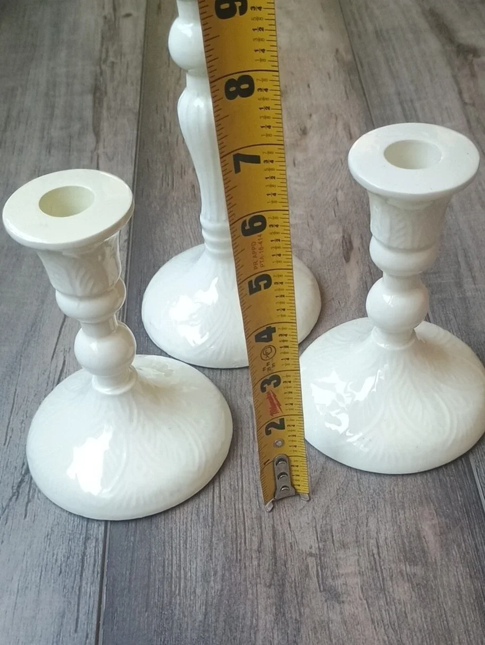 Terrain Ivory Enamel 3-Piece Candlestick Set
